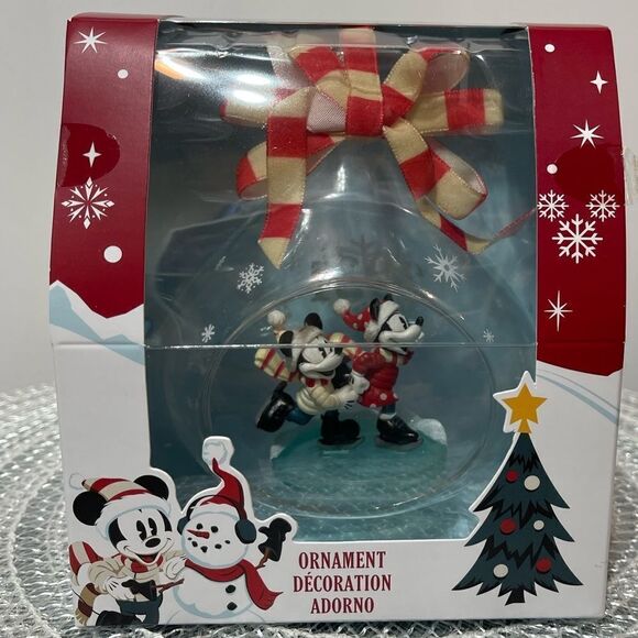 Disney 2021 Mickey and Minnie Mouse Glass Drop Sketchbook Ornament NWT - Picture 5 of 8